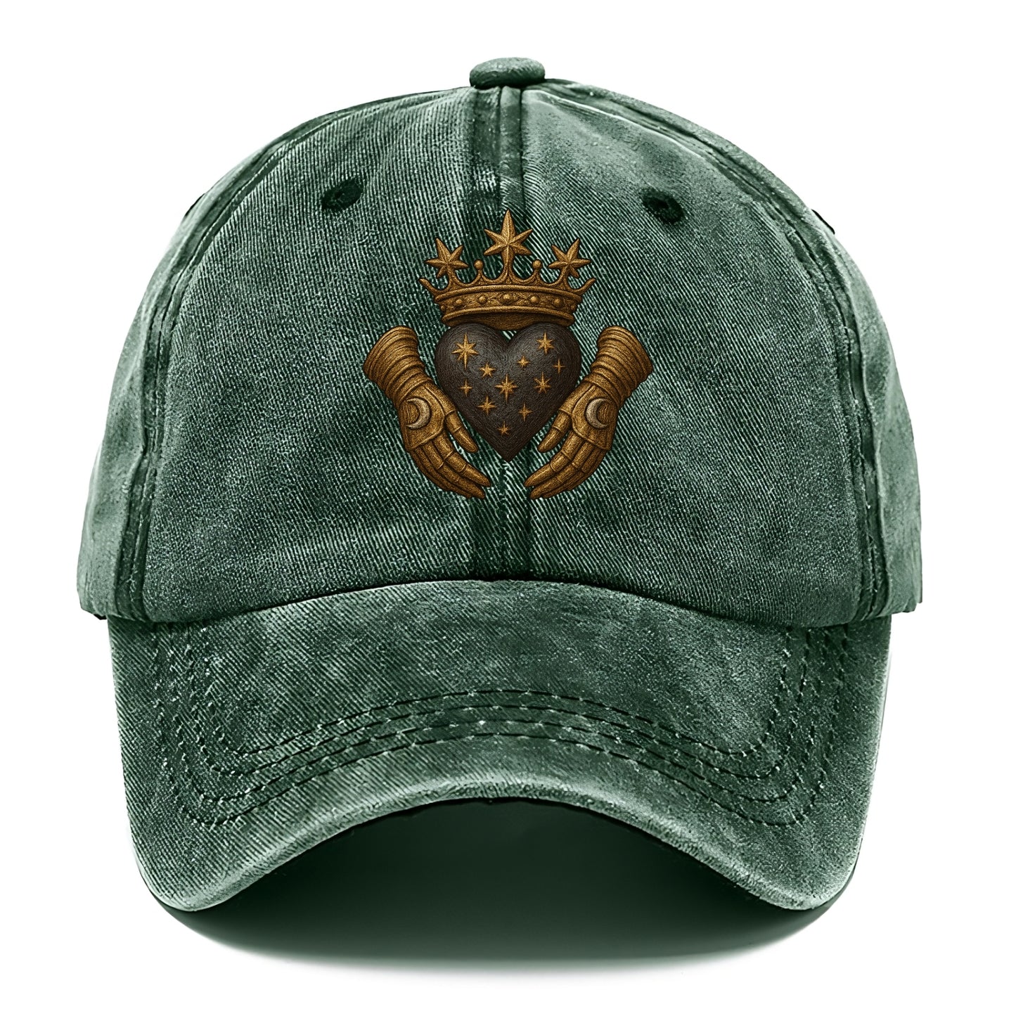 Ice crystal crown framing a frosted heart with fur-trimmed winter hands embracing it. - Classic Cap - Forest Mist(Green)