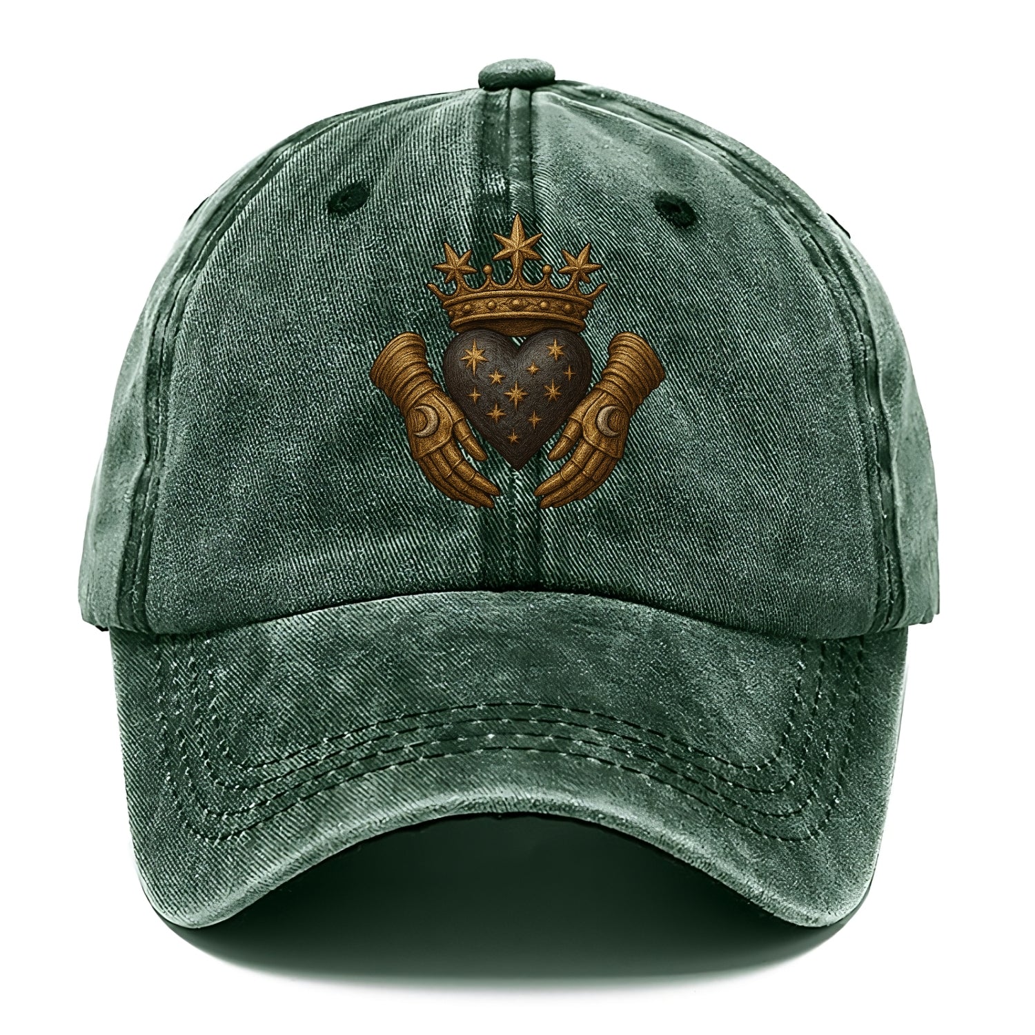 Ice crystal crown framing a frosted heart with fur-trimmed winter hands embracing it. - Classic Cap - Forest Mist(Green)