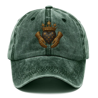Ice crystal crown framing a frosted heart with fur-trimmed winter hands embracing it. - Classic Cap - Forest Mist(Green)