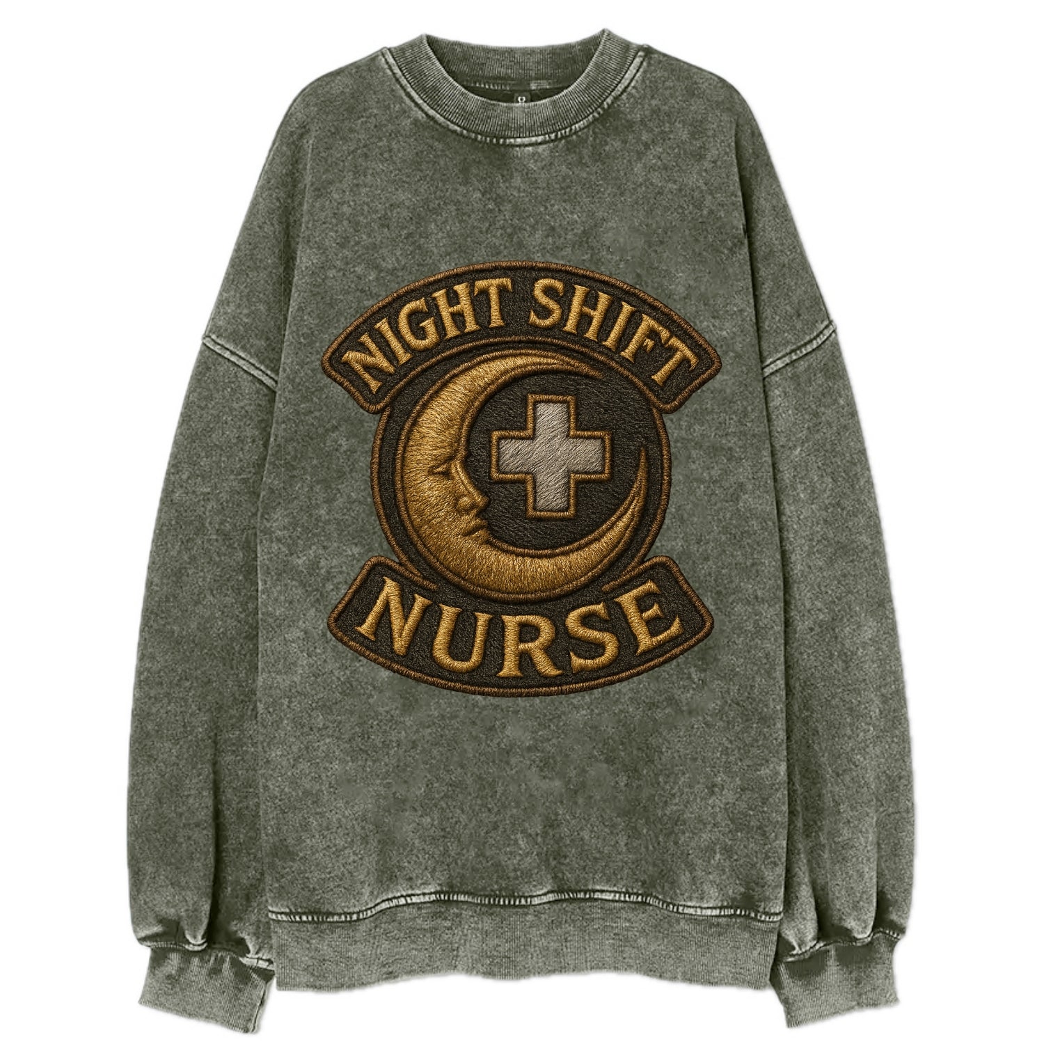 Night Shift Nurse  - Vintage Sweatshirt - Forest Mist(Green)