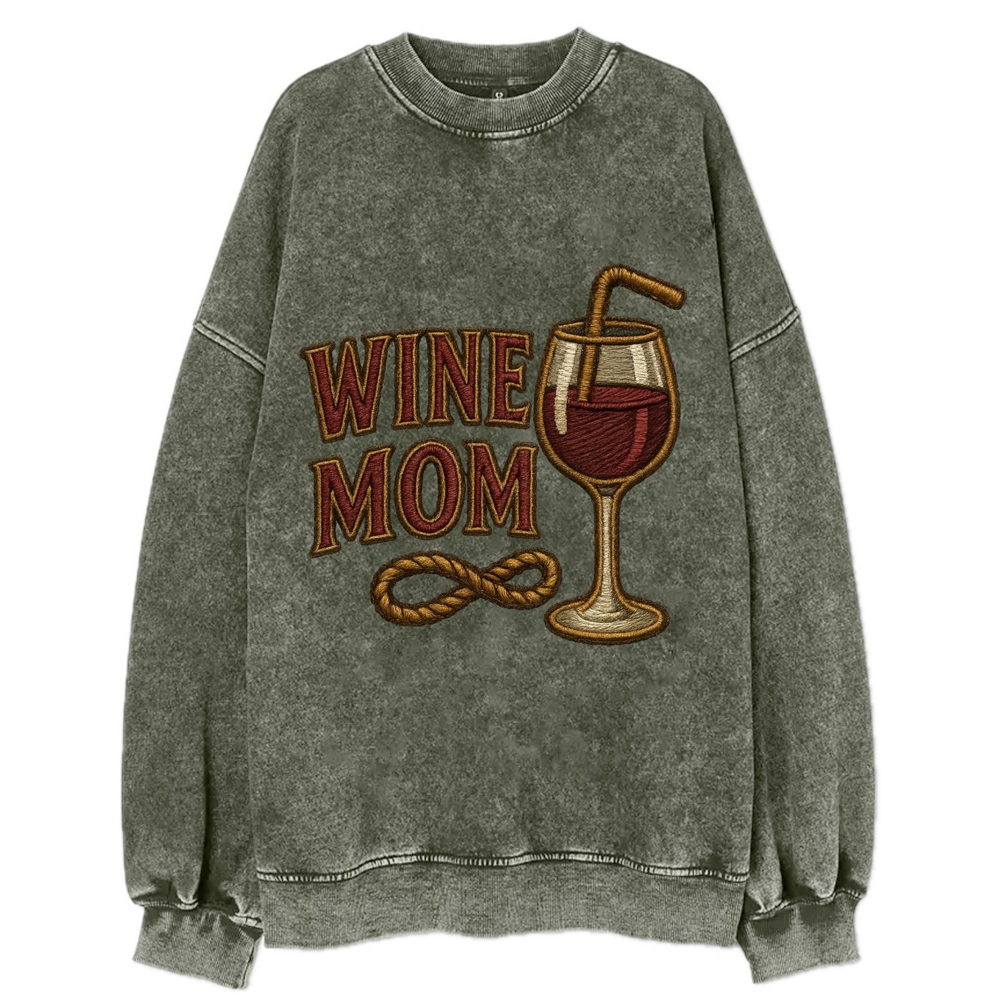 Wine Mom  - Vintage Sweatshirt - Forest Mist(Green)