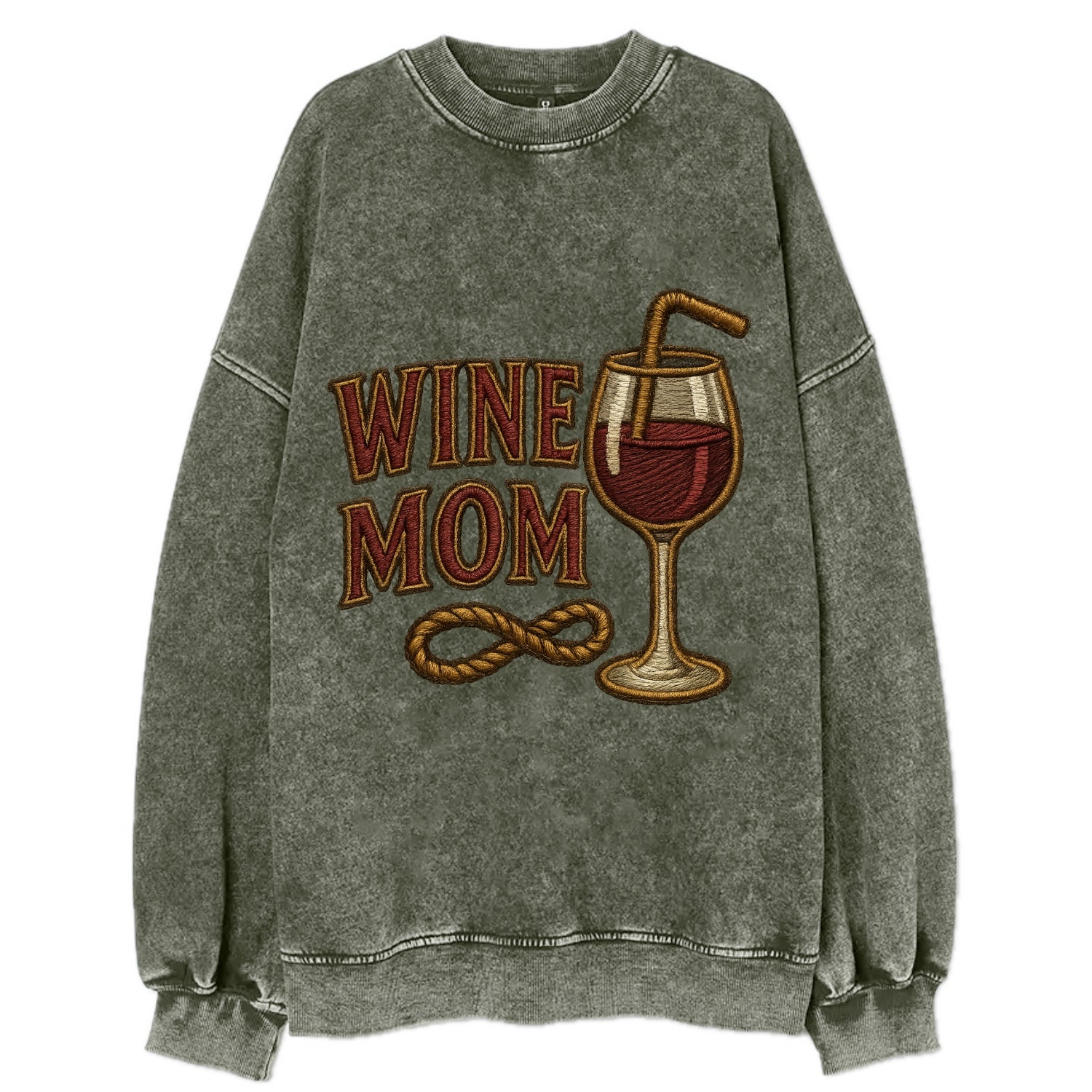Wine Mom  - Vintage Sweatshirt - Forest Mist(Green)