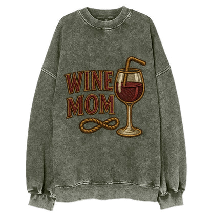 Wine Mom  - Vintage Sweatshirt - Forest Mist(Green)