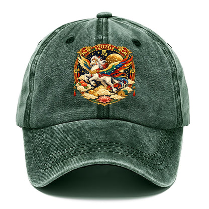 CELESTIAL HORSE | Heavenly horse among clouds and stars | Wings of flowing energy - Classic Cap - Forest Mist(Green)