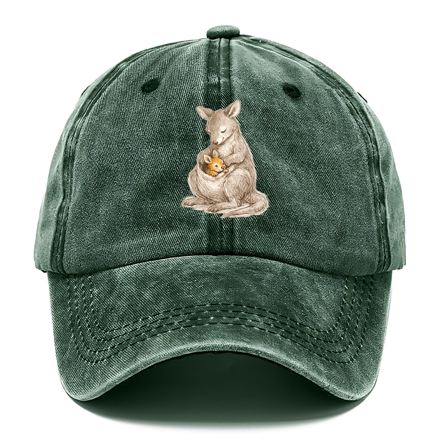 MOTHER'S POUCH | Kangaroo maternal embrace | Joey safe inside | Protective love | - Classic Cap - Forest Mist(Green)