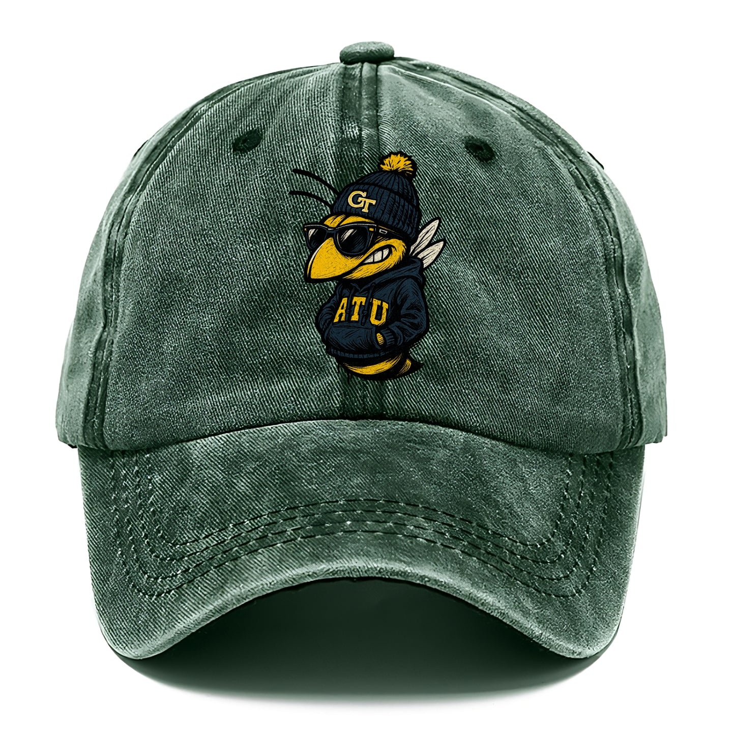 Atlanta Yellow Jacket wearing Georgia Tech beanie with GT patch - Classic Cap - Forest Mist(Green)