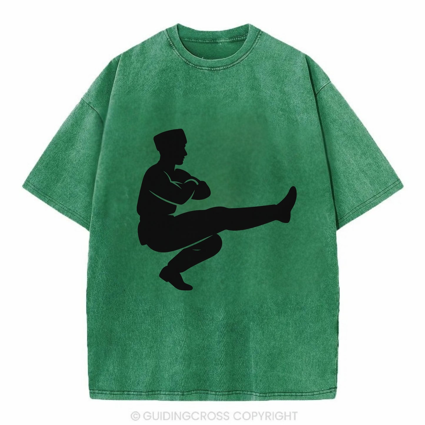 Russian Cossack dancer squat kick - Vintage T-shirt - Forest Mist(Green)