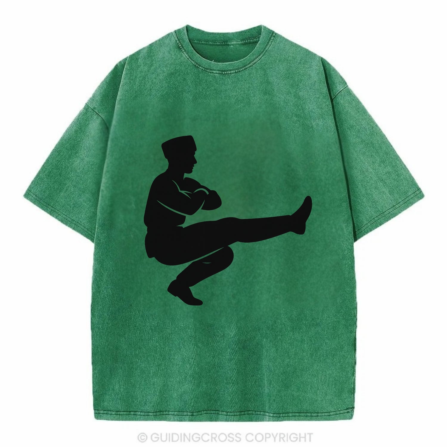 Russian Cossack dancer squat kick - Vintage T-shirt - Forest Mist(Green)