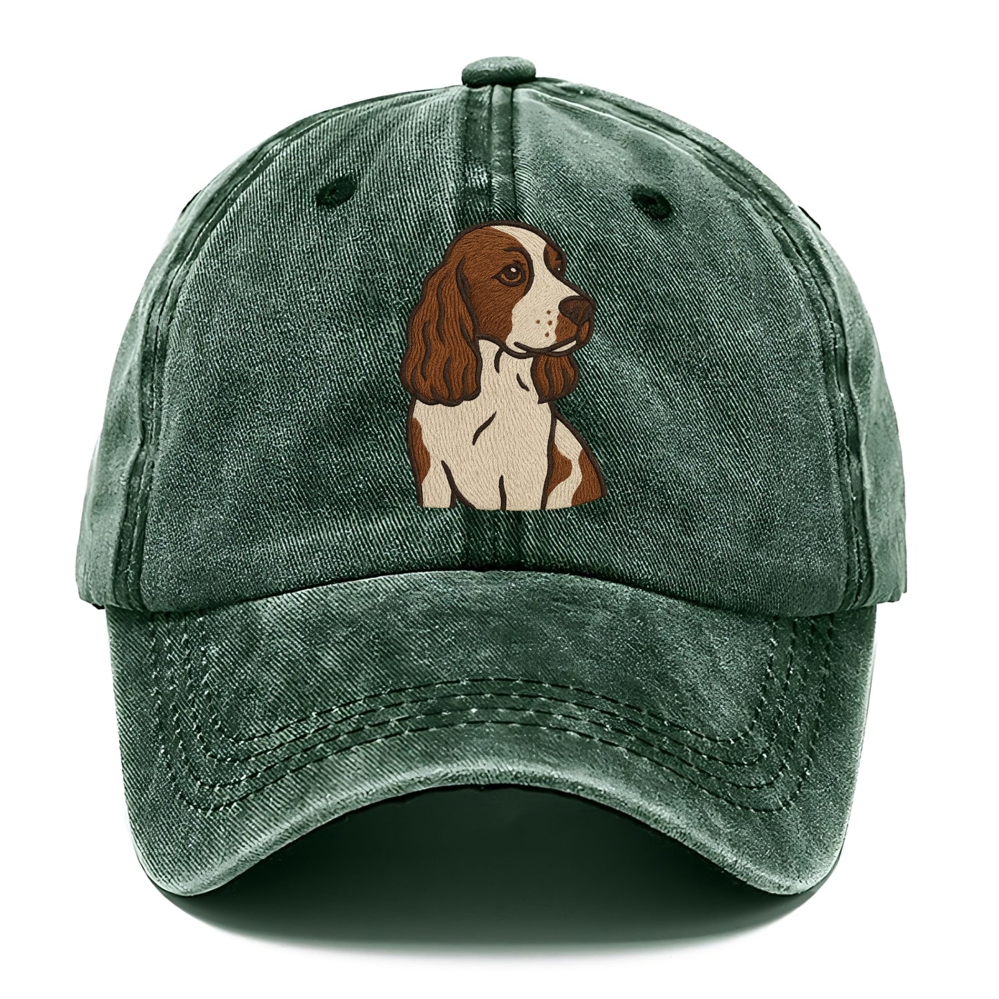 English Cocker Spaniel - Liver and white embroidered design - Classic Cap - Forest Mist(Green)