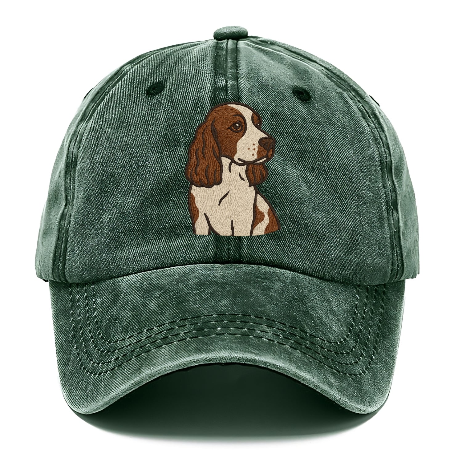 English Cocker Spaniel - Liver and white embroidered design - Classic Cap - Forest Mist(Green)