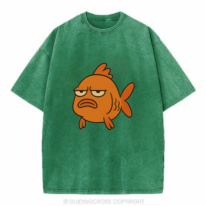 The Goldfish Judging Silently - Vintage T-shirt - Forest Mist(Green)
