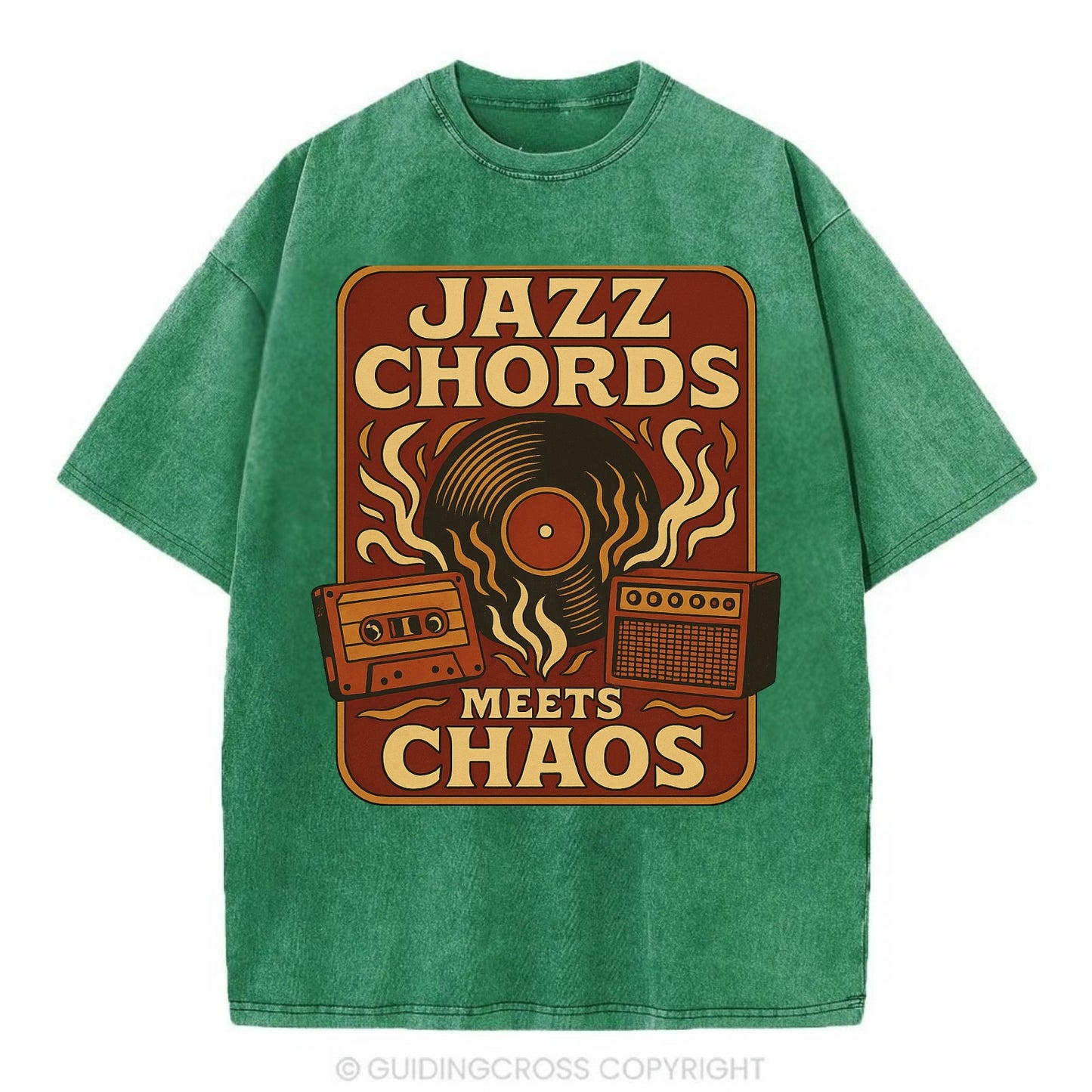 Jazz chords with hyperpop energy - "Jazz Meets Chaos" - unexpected fusion - Vintage T-shirt - Forest Mist(Green)