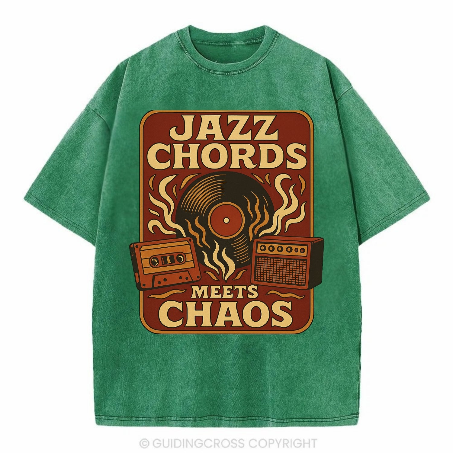 Jazz chords with hyperpop energy - "Jazz Meets Chaos" - unexpected fusion - Vintage T-shirt - Forest Mist(Green)