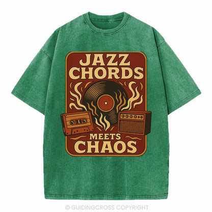 Jazz chords with hyperpop energy - "Jazz Meets Chaos" - unexpected fusion - Vintage T-shirt - Forest Mist(Green)