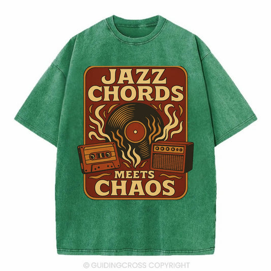 Jazz chords with hyperpop energy - "Jazz Meets Chaos" - unexpected fusion - Vintage T-shirt - Forest Mist(Green)
