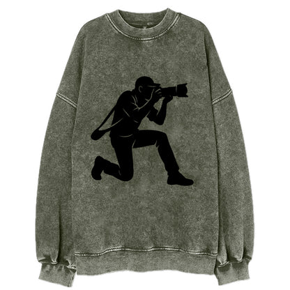 Photographer capturing perfect shot - Vintage Sweatshirt - Forest Mist(Green)