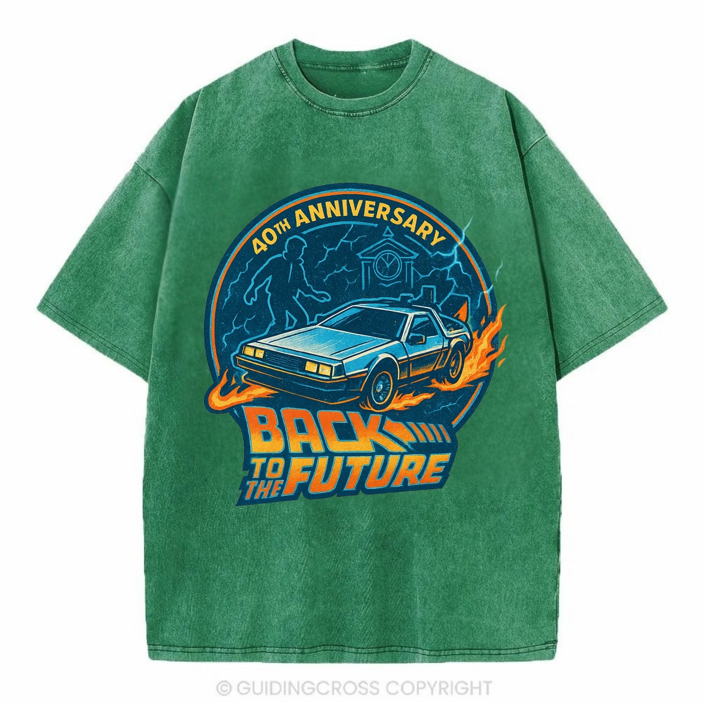 Back To The Future 40th Anniversary - Vintage T-shirt - Forest Mist(Green)