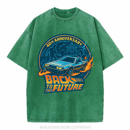 Back To The Future 40th Anniversary - Vintage T-shirt - Forest Mist(Green)