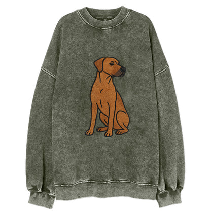 Rhodesian Ridgeback - Red wheaten embroidered pose - Vintage Sweatshirt - Forest Mist(Green)