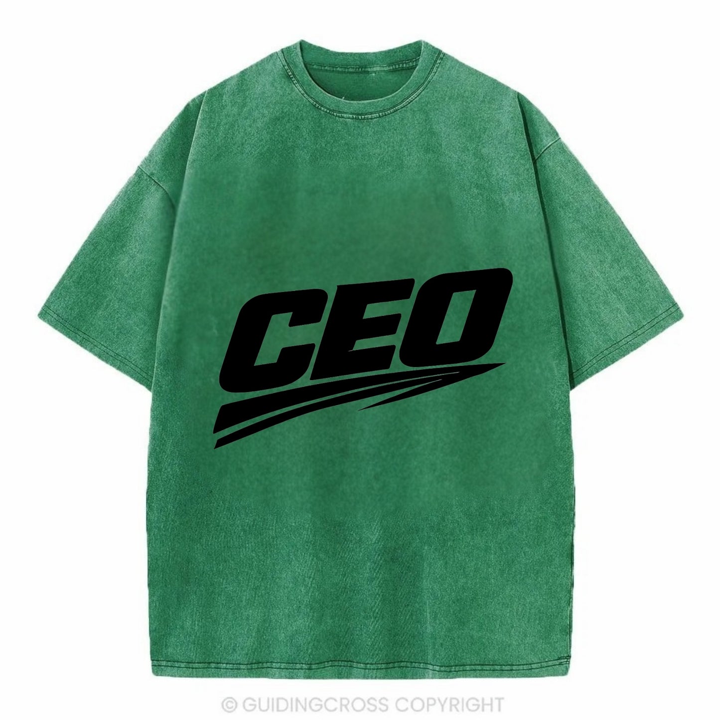 Bold typography design - "CEO" - chief executive, running things - Vintage T-shirt - Forest Mist(Green)