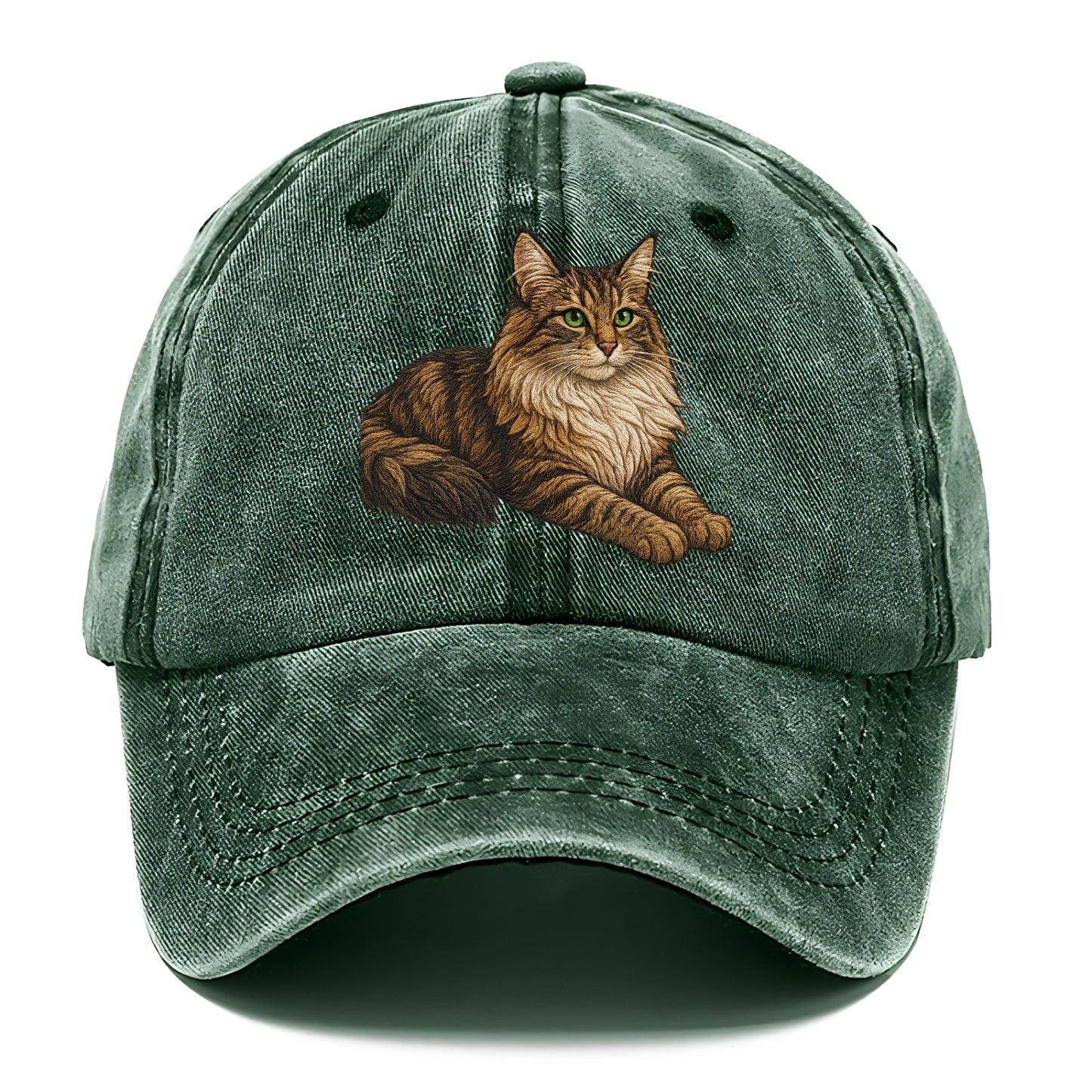 Norwegian Forest Cat  relaxed lying down Classic Cap - Forest Mist(Green)