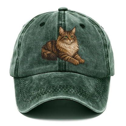 Norwegian Forest Cat  relaxed lying down Classic Cap - Forest Mist(Green)