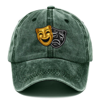 BROADWAY MASKS - comedy tragedy masks in gold and black , theater - Classic Cap - Forest Mist(Green)