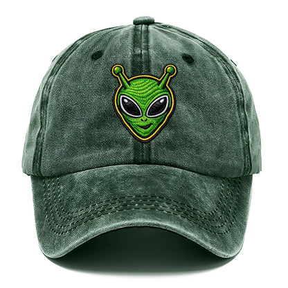 ALIEN MARTIAN - green alien with antenna in green , little green man - Classic Cap - Forest Mist(Green)