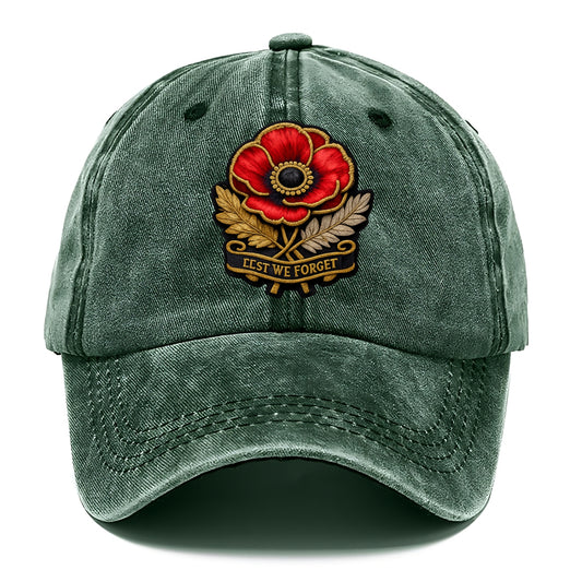 MEMORIAL POPPY - red poppy flower in scarlet , remembrance - Classic Cap - Forest Mist(Green)