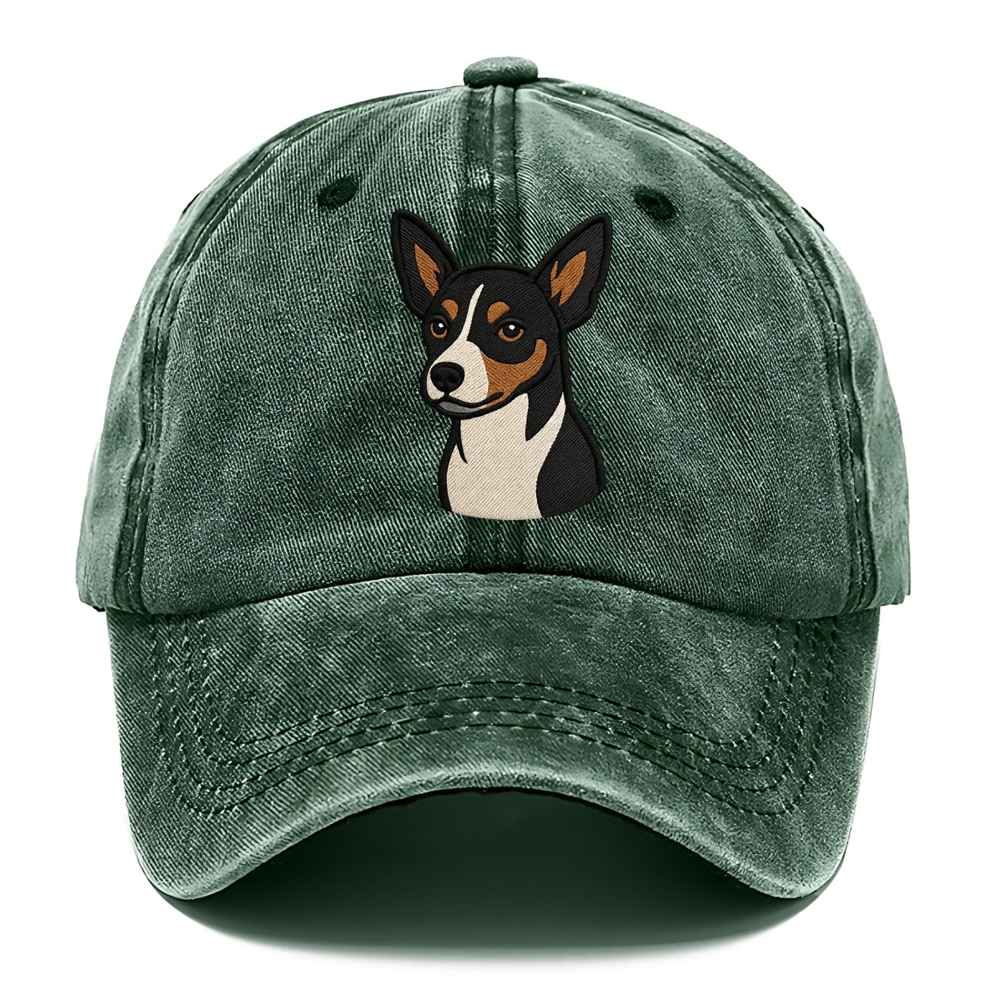 Rat Terrier - Tri-color embroidered pose - Classic Cap - Forest Mist(Green)