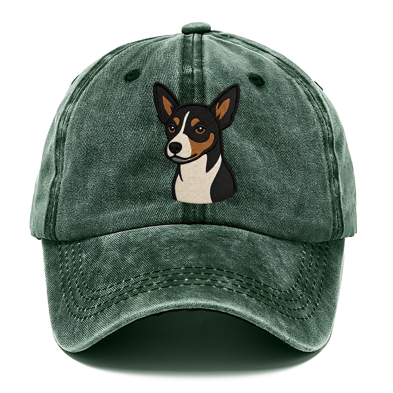 Rat Terrier - Tri-color embroidered pose - Classic Cap - Forest Mist(Green)