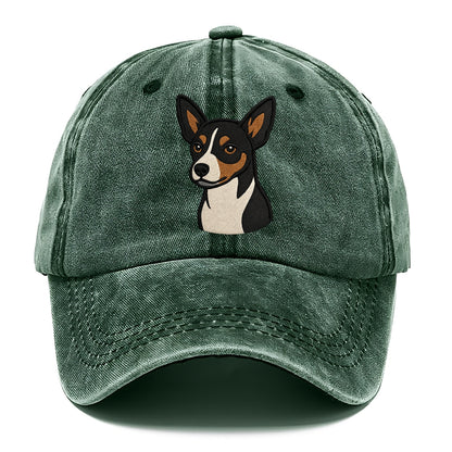 Rat Terrier - Tri-color embroidered pose - Classic Cap - Forest Mist(Green)