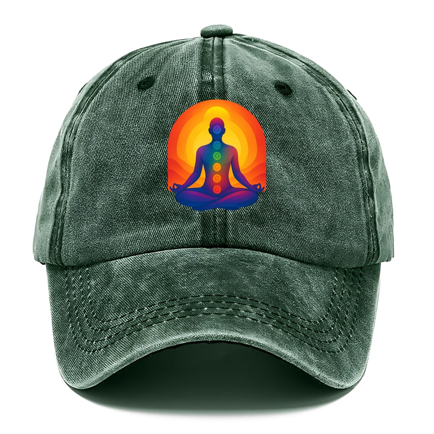 Sunset Meditation - Figure in lotus pose Classic Cap - Forest Mist(Green)