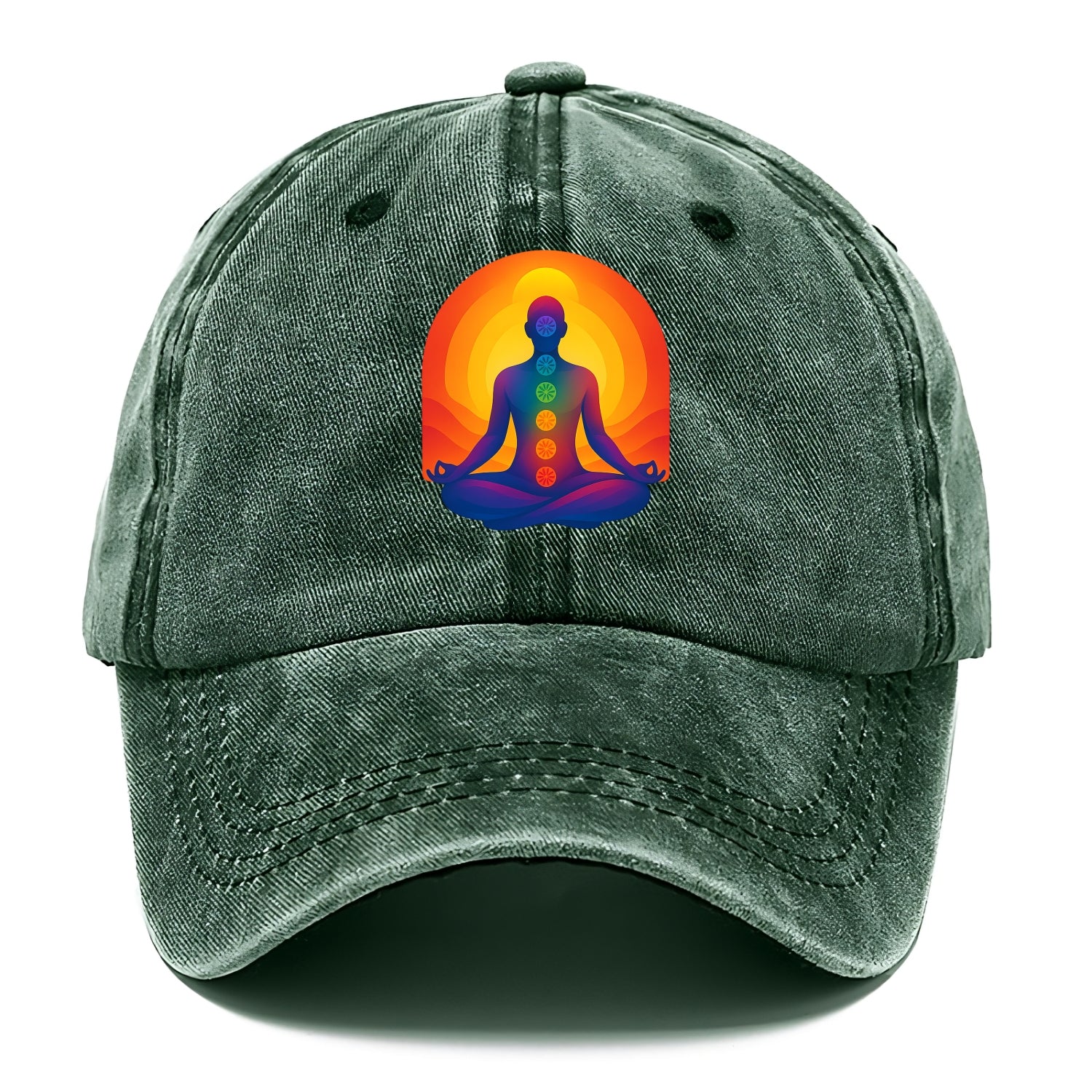 Sunset Meditation - Figure in lotus pose Classic Cap - Forest Mist(Green)