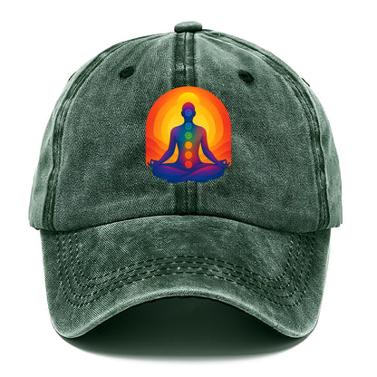 Sunset Meditation - Figure in lotus pose Classic Cap - Forest Mist(Green)