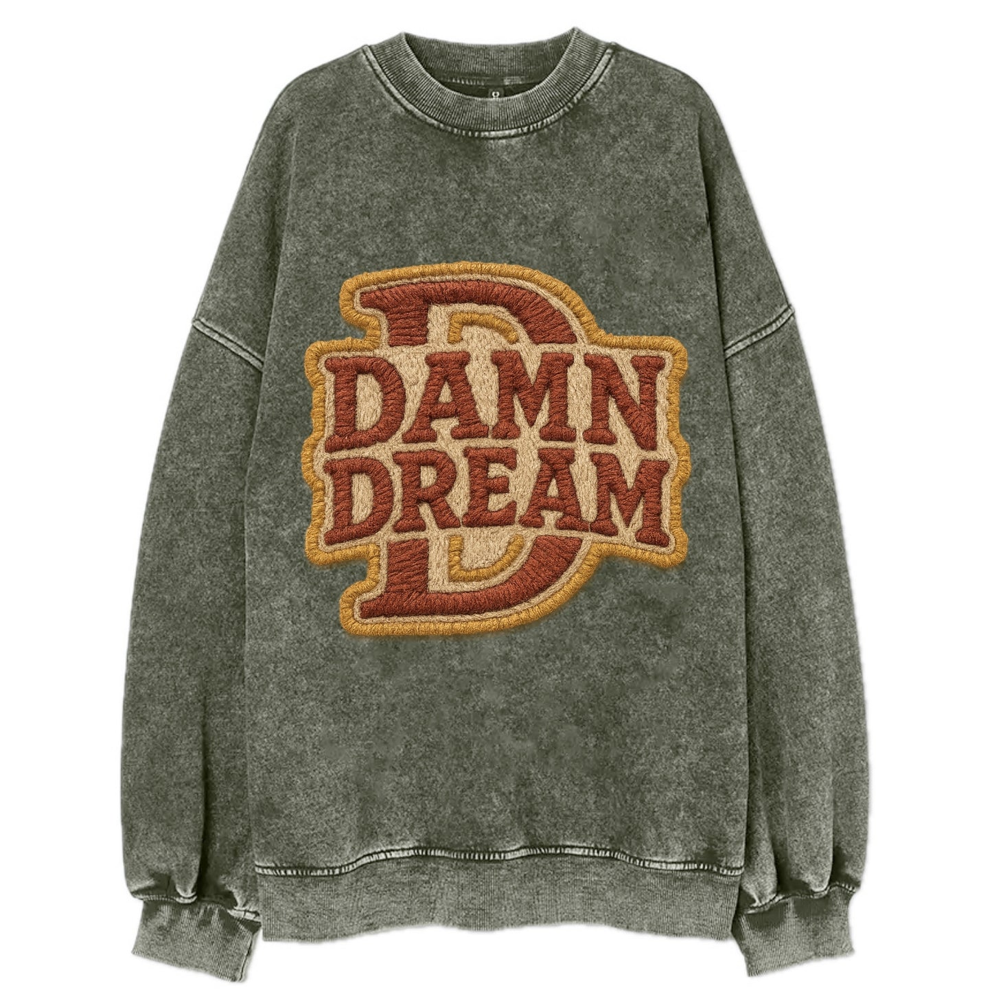 DAMN;DREAM BIG Motivational White Cap - Vintage Sweatshirt - Forest Mist(Green)