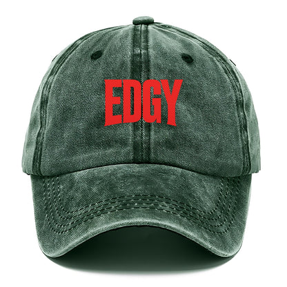 Bold typography design - "EDGY" - pushing boundaries, unconventional - Classic Cap - Forest Mist(Green)