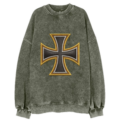 Teutonic Cross  - Vintage Sweatshirt - Forest Mist(Green)