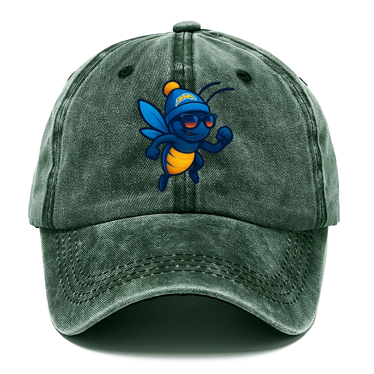 LA Lightning Bug wearing Chargers powder blue and gold beanie with pom pom and - Classic Cap - Forest Mist(Green)