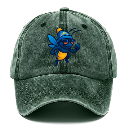 LA Lightning Bug wearing Chargers powder blue and gold beanie with pom pom and - Classic Cap - Forest Mist(Green)