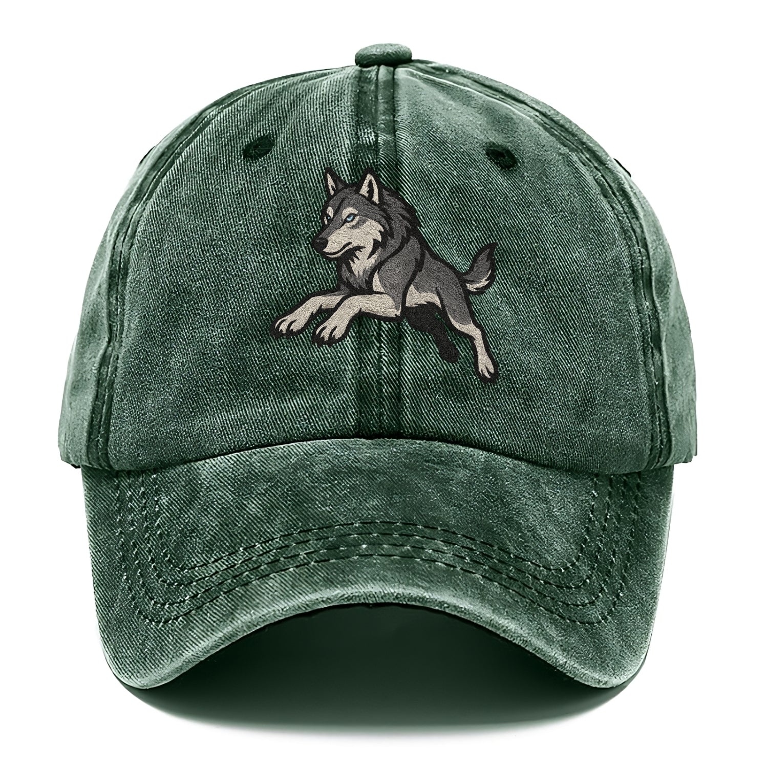 Wolf Leaping Action  - Classic Cap - Forest Mist(Green)