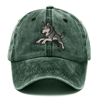 Wolf Leaping Action  - Classic Cap - Forest Mist(Green)