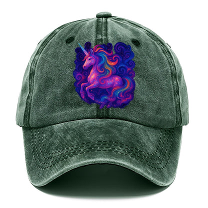 Magical unicorn with flowing rainbow gradient mane, iridescent horn with spiral light - Classic Cap - Forest Mist(Green)