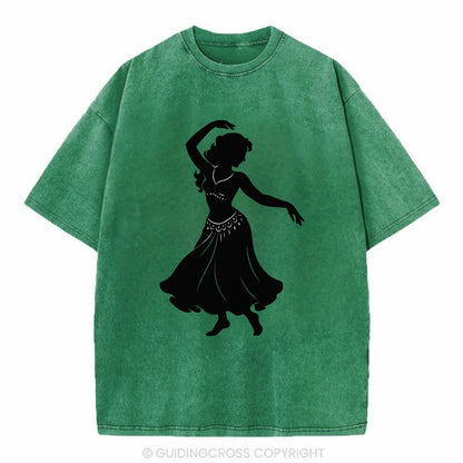 Belly dancer graceful gesture - Vintage T-shirt - Forest Mist(Green)