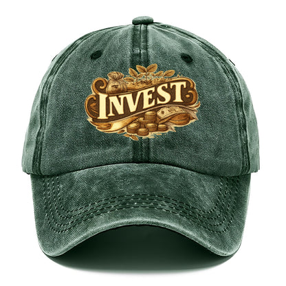 Bold typography design - "INVEST" - growing money, smart decisions - Classic Cap - Forest Mist(Green)