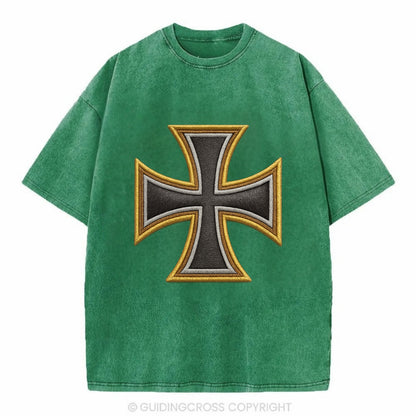 Teutonic Cross  - Vintage T-shirt - Forest Mist(Green)