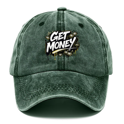 Bold typography design - "GET MONEY" - pursuit of wealth, earning - Classic Cap - Forest Mist(Green)