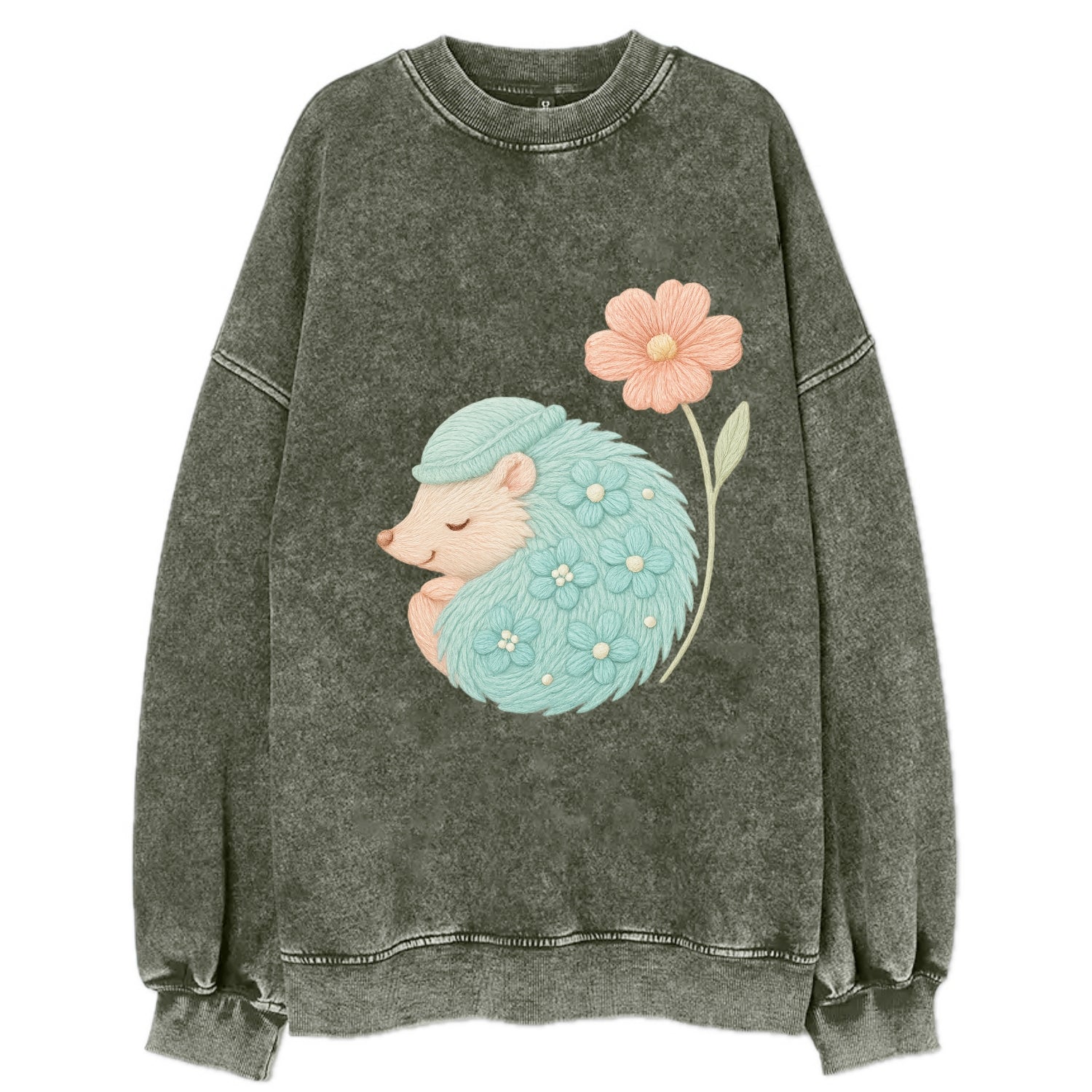 Aqua Hedgehog - Vintage Sweatshirt - Forest Mist(Green)