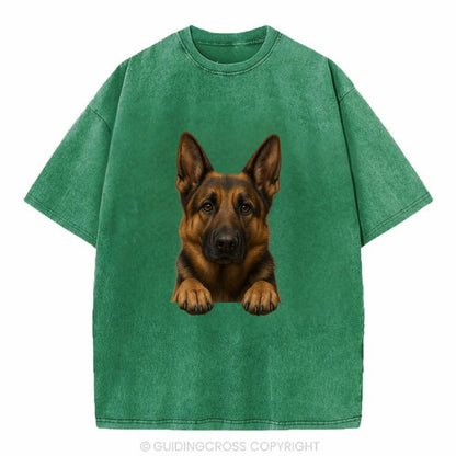 German Shepherd  - Vintage T-shirt - Forest Mist(Green)
