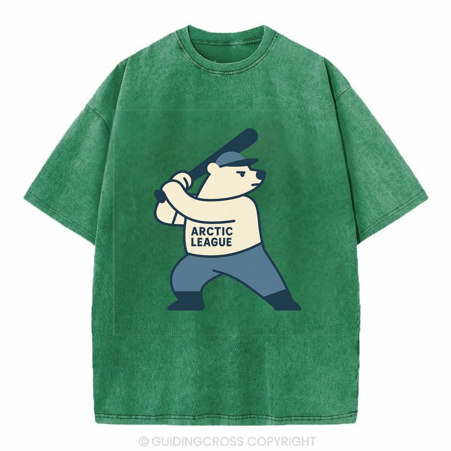 Polar Bear Baseball MVP - Vintage T-shirt - Forest Mist(Green)